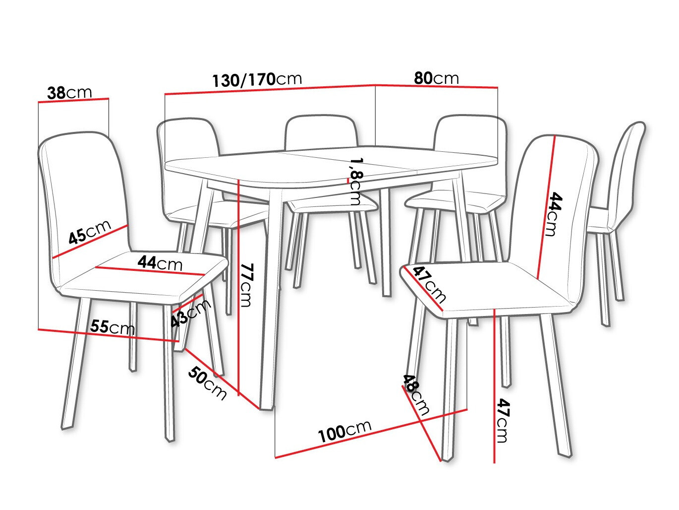 Set de mese Edmond 117 (Alb + Negru)