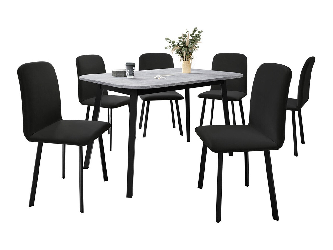Set de mese Edmond 117 (Marmură cenușie + Negru)