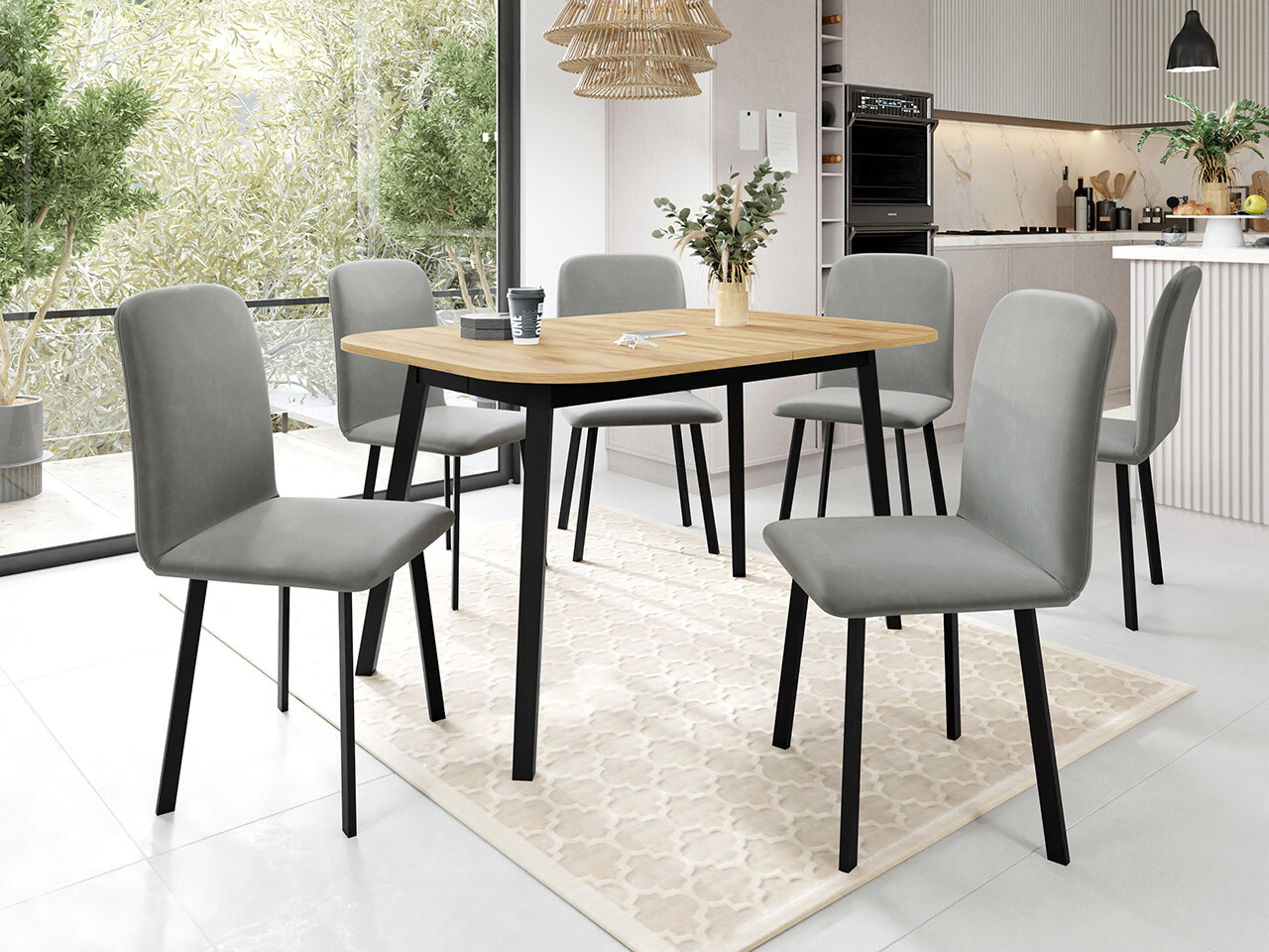 Set de mese Edmond 117 (Stejar Craft auriu + Negru)