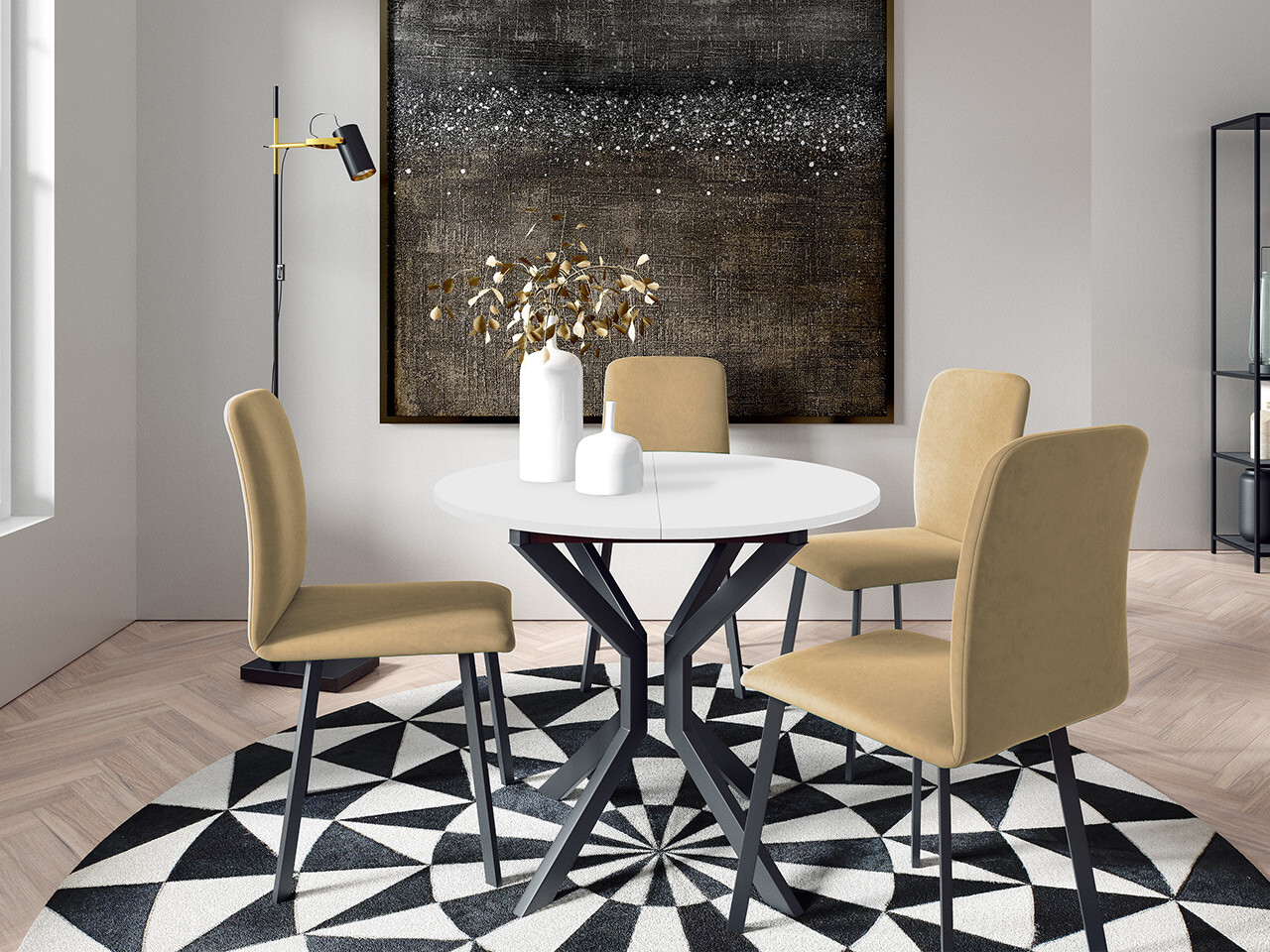 Set de mese Edmond 118 (Alb + Negru)