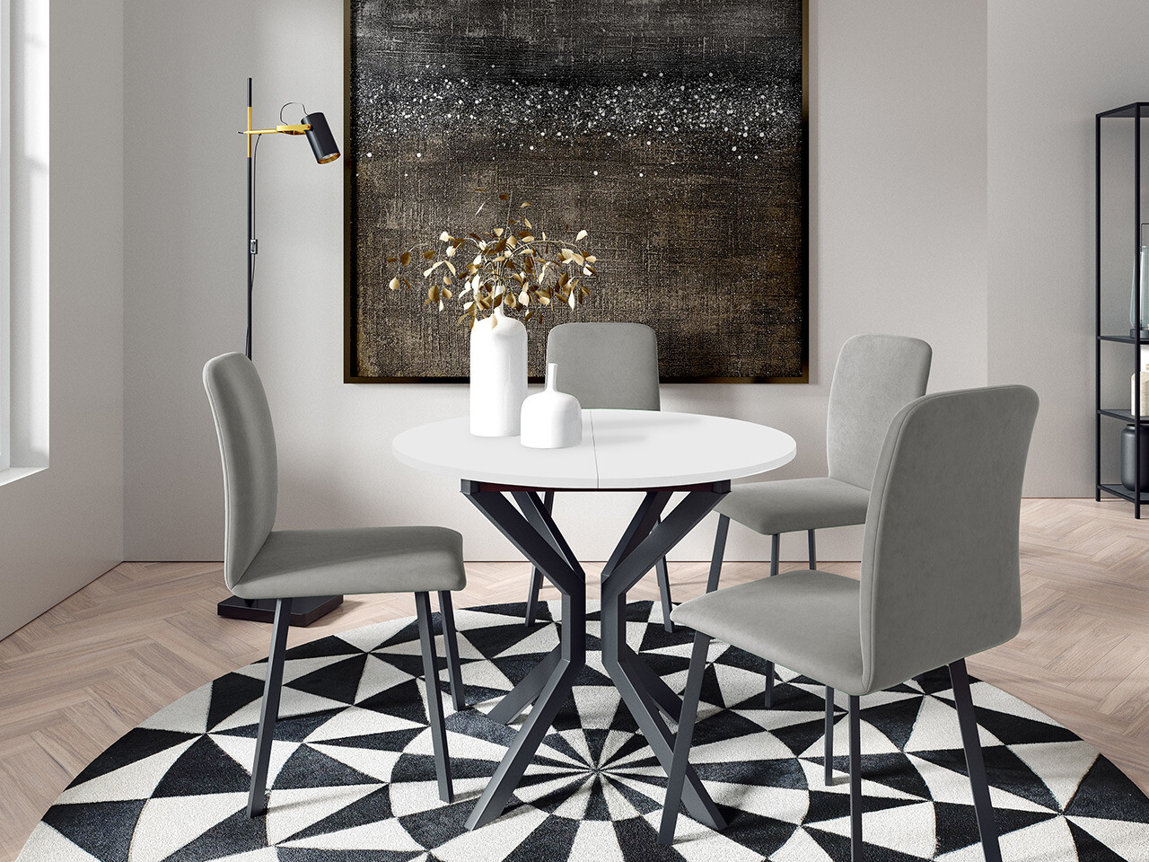 Set de mese Edmond 118 (Alb + Negru)