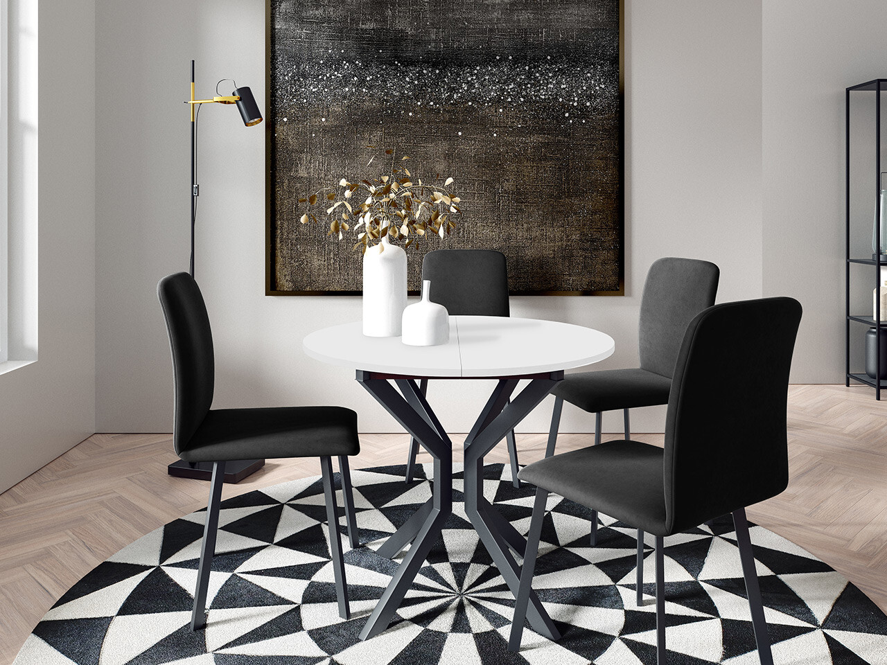 Set de mese Edmond 118 (Alb + Negru)