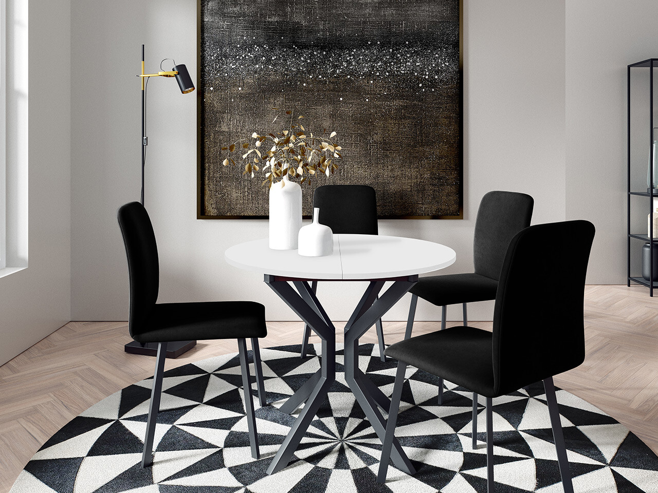 Set de mese Edmond 118 (Alb + Negru)