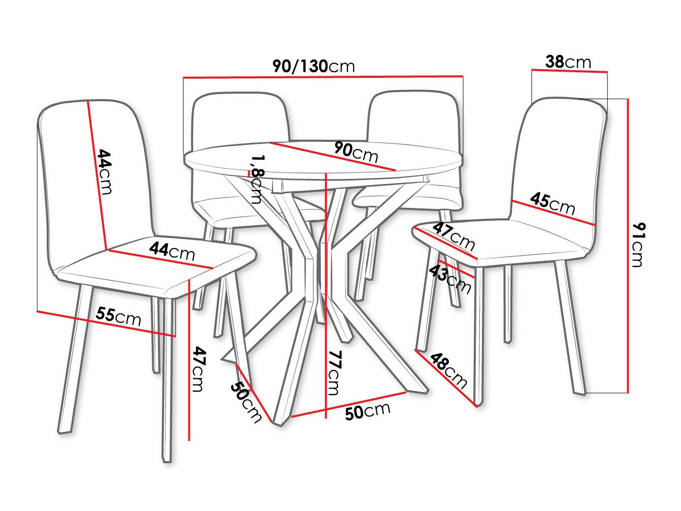Set de mese Edmond 118 (Alb + Negru)