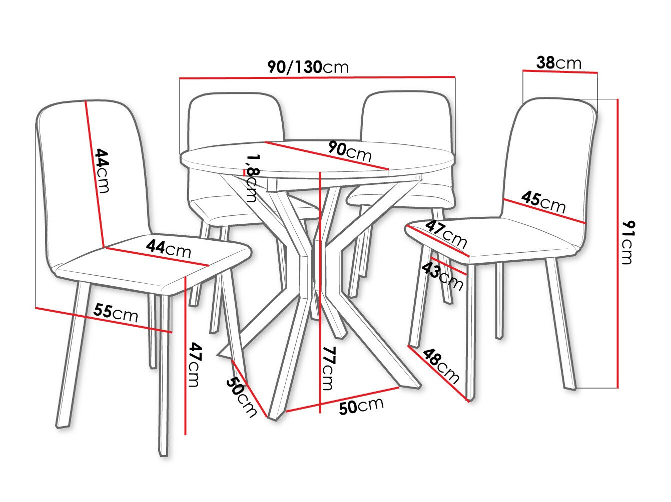 Set de mese Edmond 118 (Alb + Negru)
