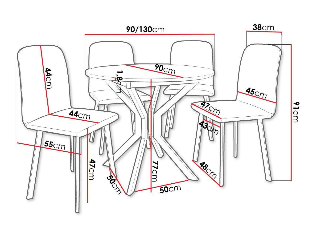 Set de mese Edmond 118 (Alb + Negru)