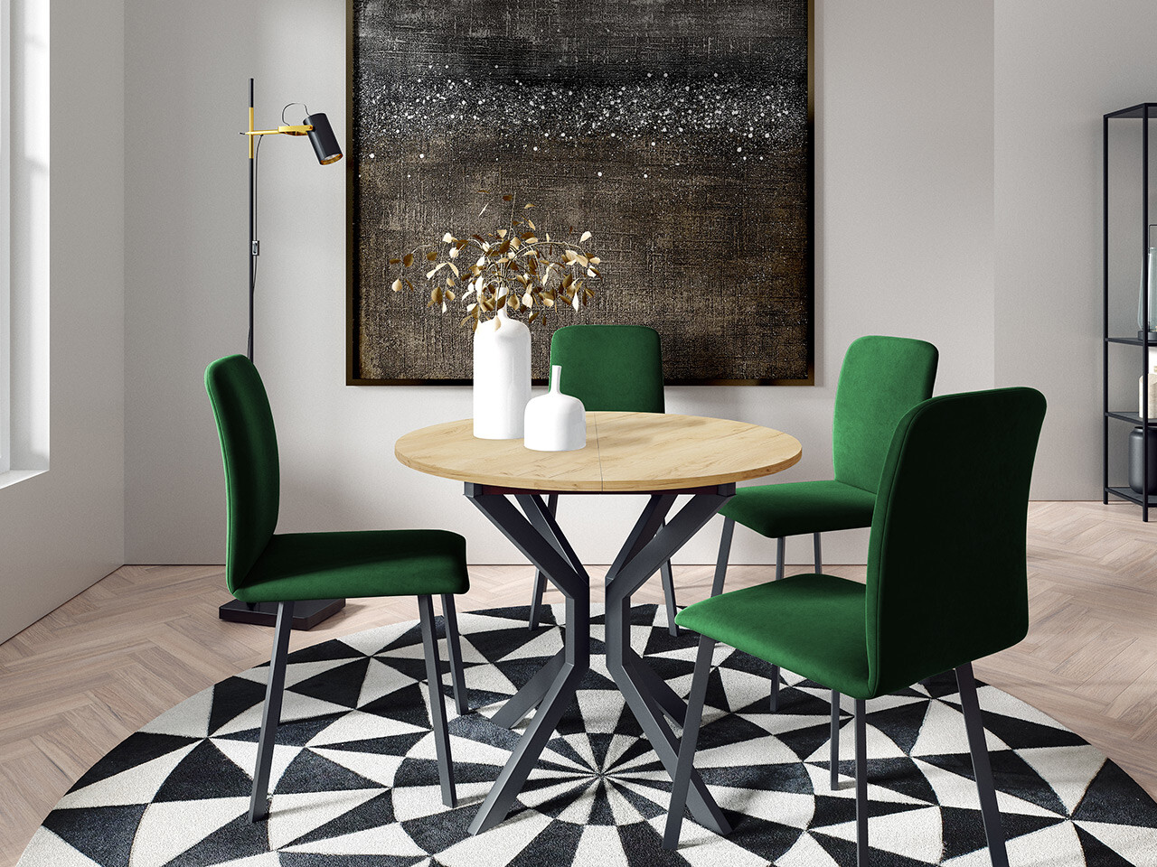 Set de mese Edmond 118 (Stejar Craft auriu + Negru)