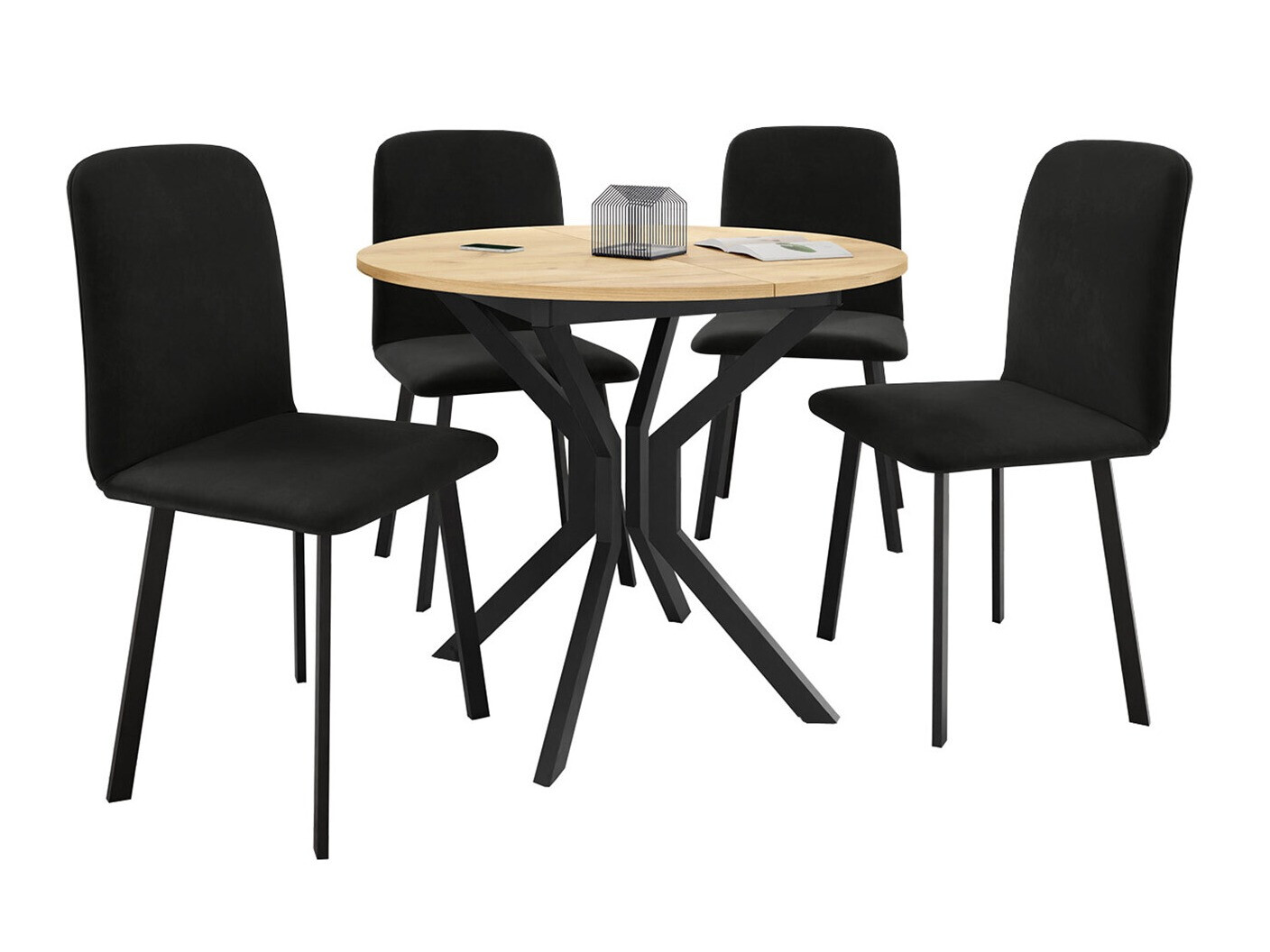 Set de mese Edmond 118 (Stejar Craft auriu + Negru)