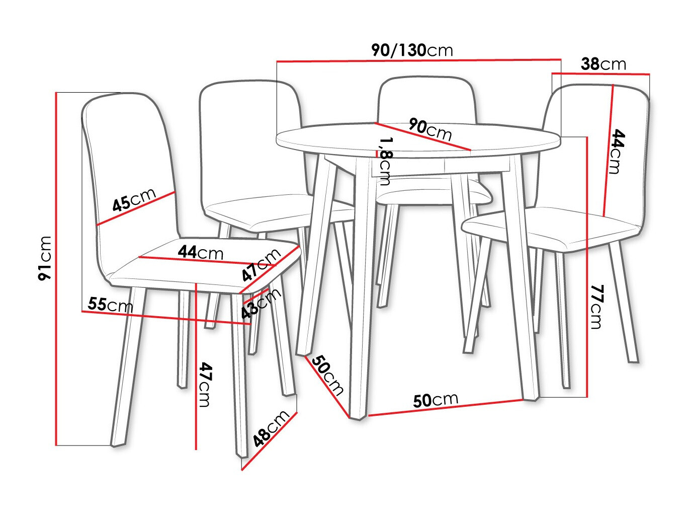 Set de mese Edmond 119 (Alb + Negru)