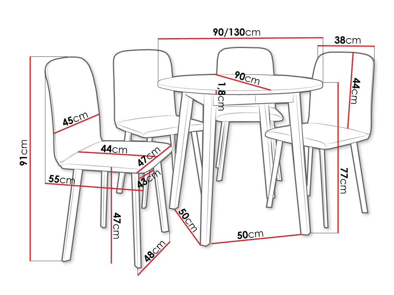 Set de mese Edmond 119 (Alb + Negru)