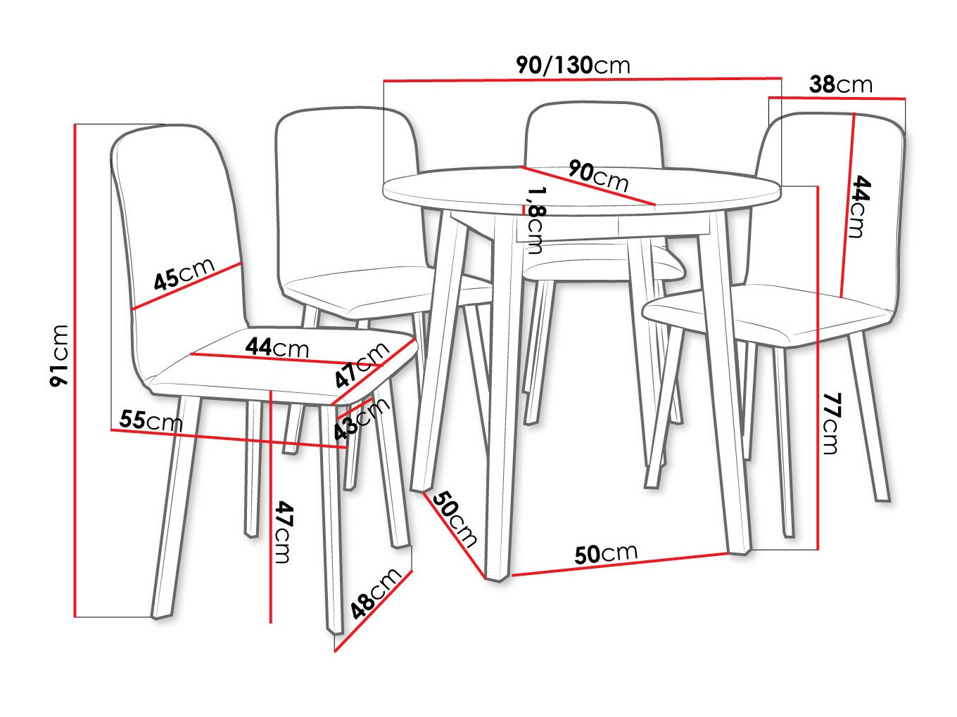 Set de mese Edmond 119 (Alb + Negru)