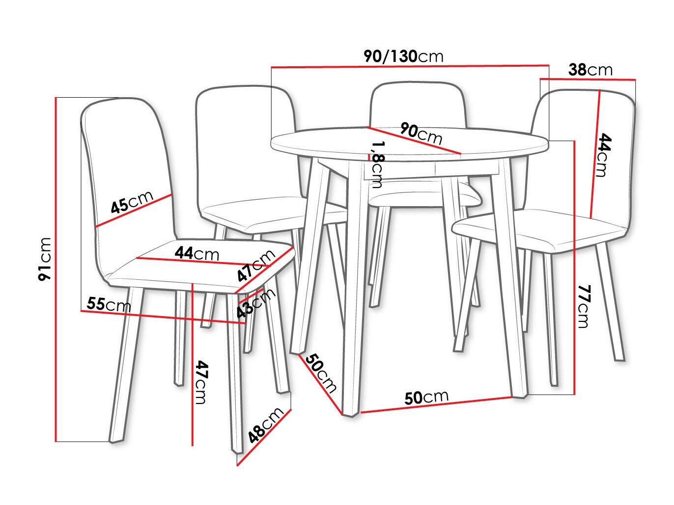 Set de mese Edmond 119 (Alb + Negru)