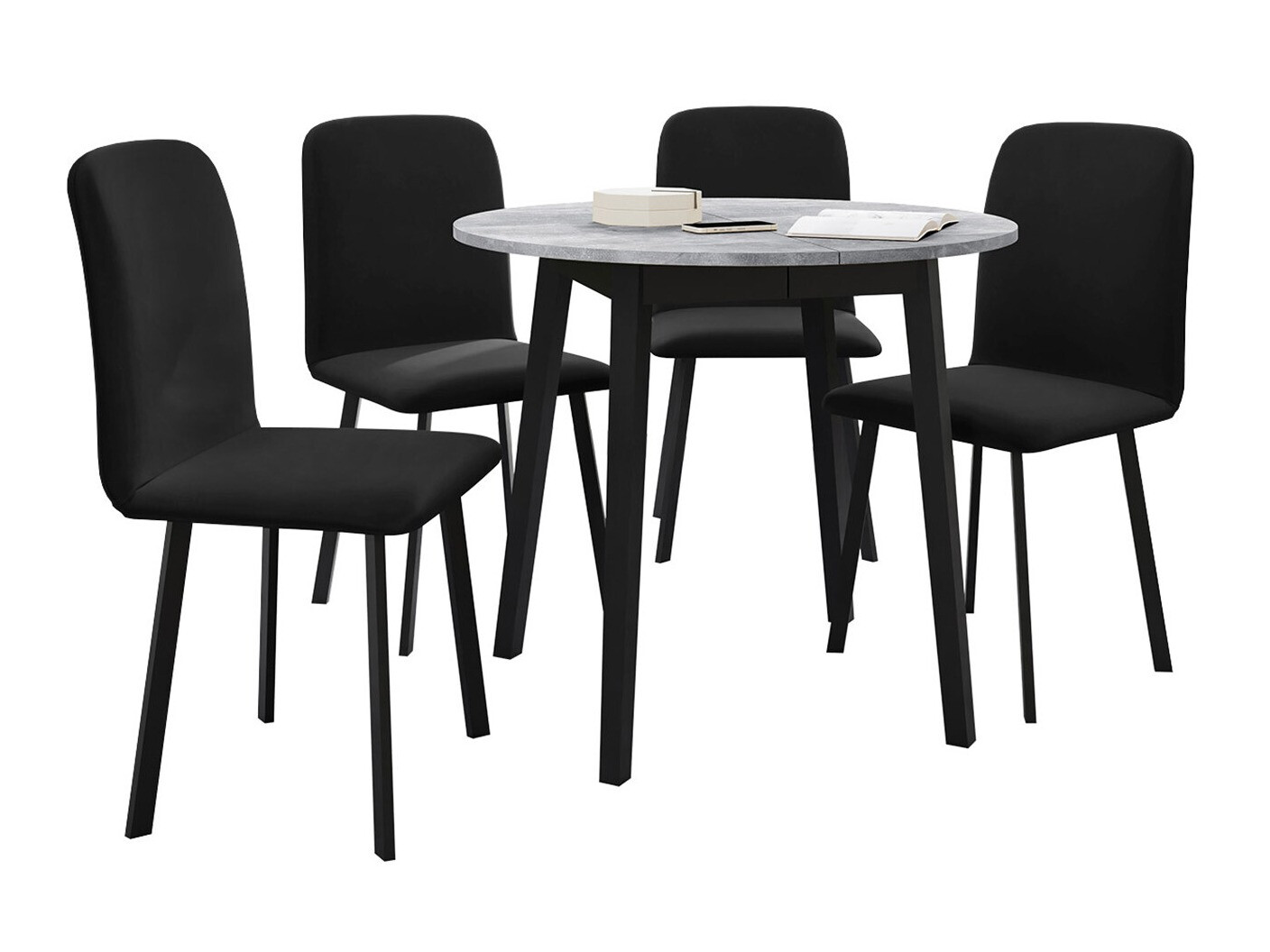 Set de mese Edmond 119 (Marmură cenușie + Negru)