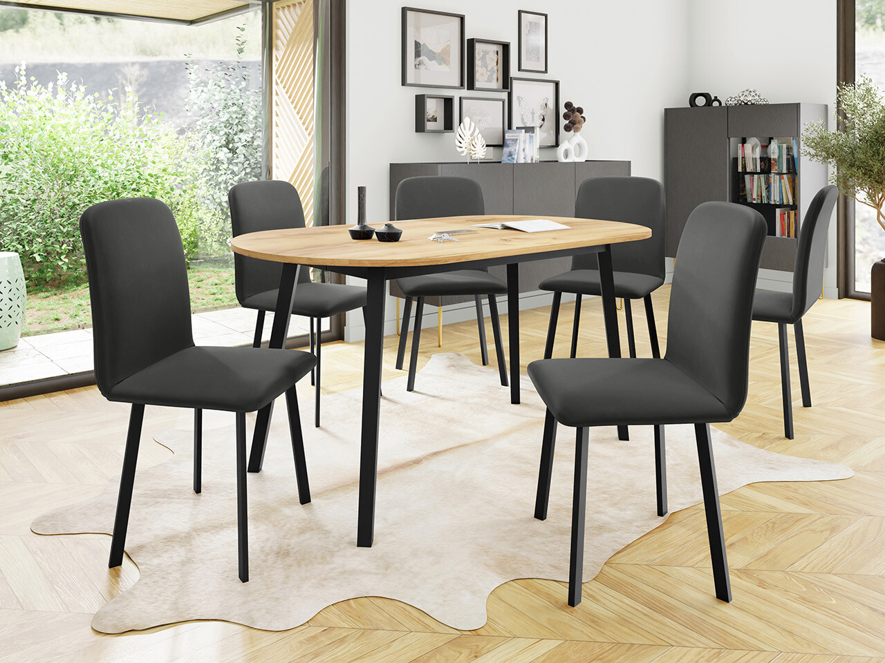 Set de mese Edmond 121 (Stejar Craft auriu + Negru)