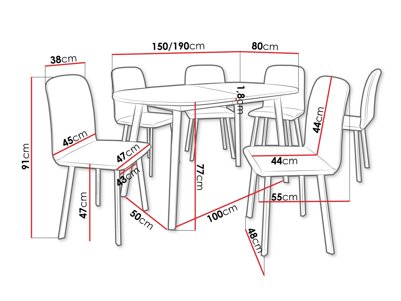 Set de mese Edmond 121 (Alb + Negru)