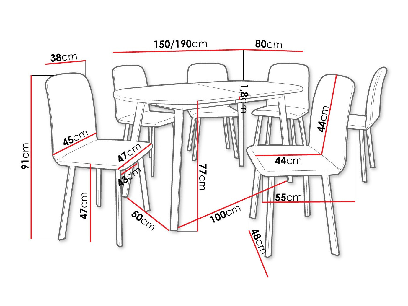 Set de mese Edmond 121 (Alb + Negru)