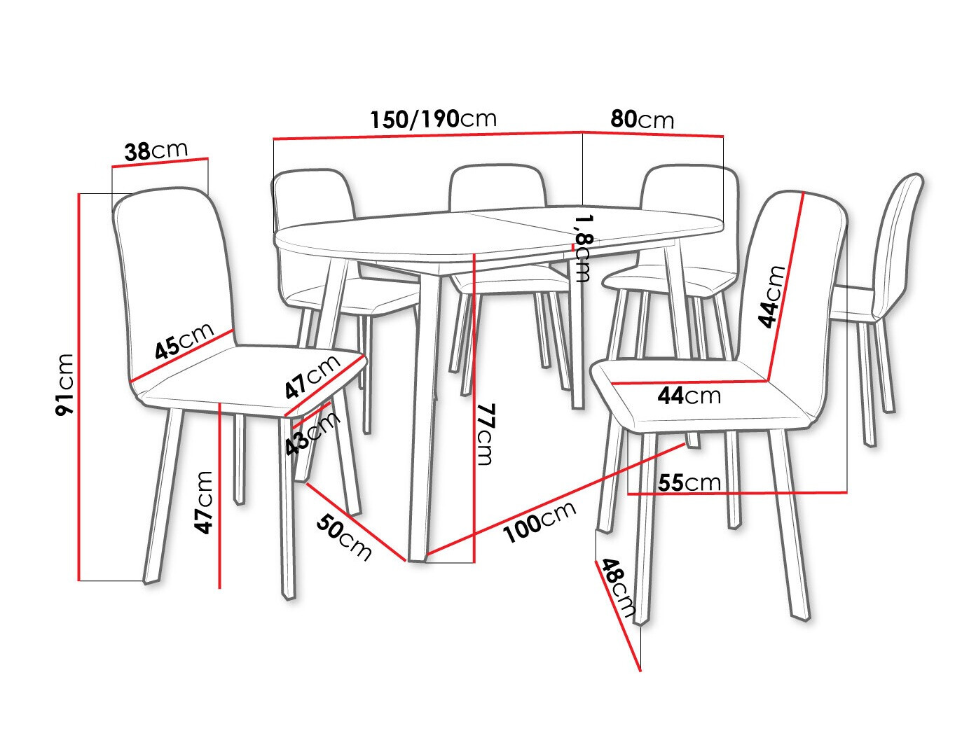Set de mese Edmond 121 (Alb + Negru)
