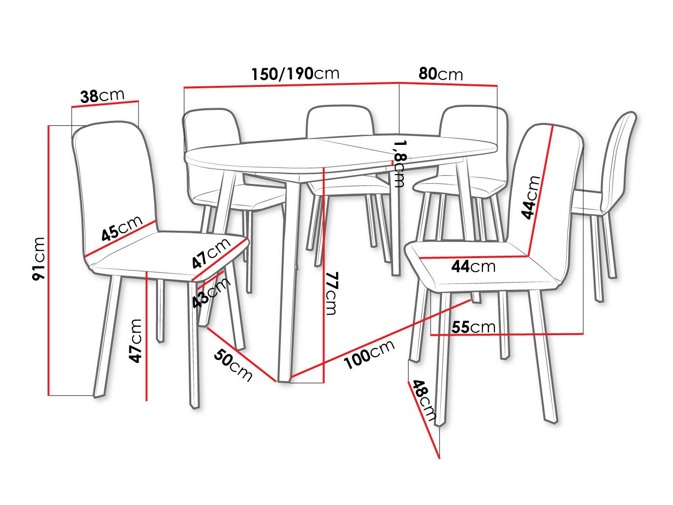 Set de mese Edmond 121 (Stejar Craft auriu + Negru)