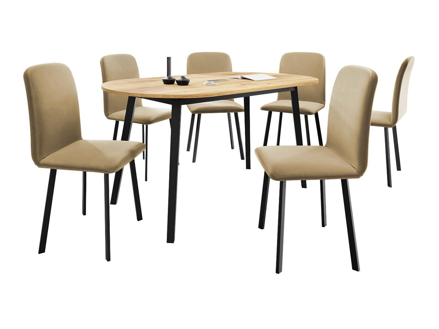 Set de mese Edmond 121 (Stejar Craft auriu + Negru)