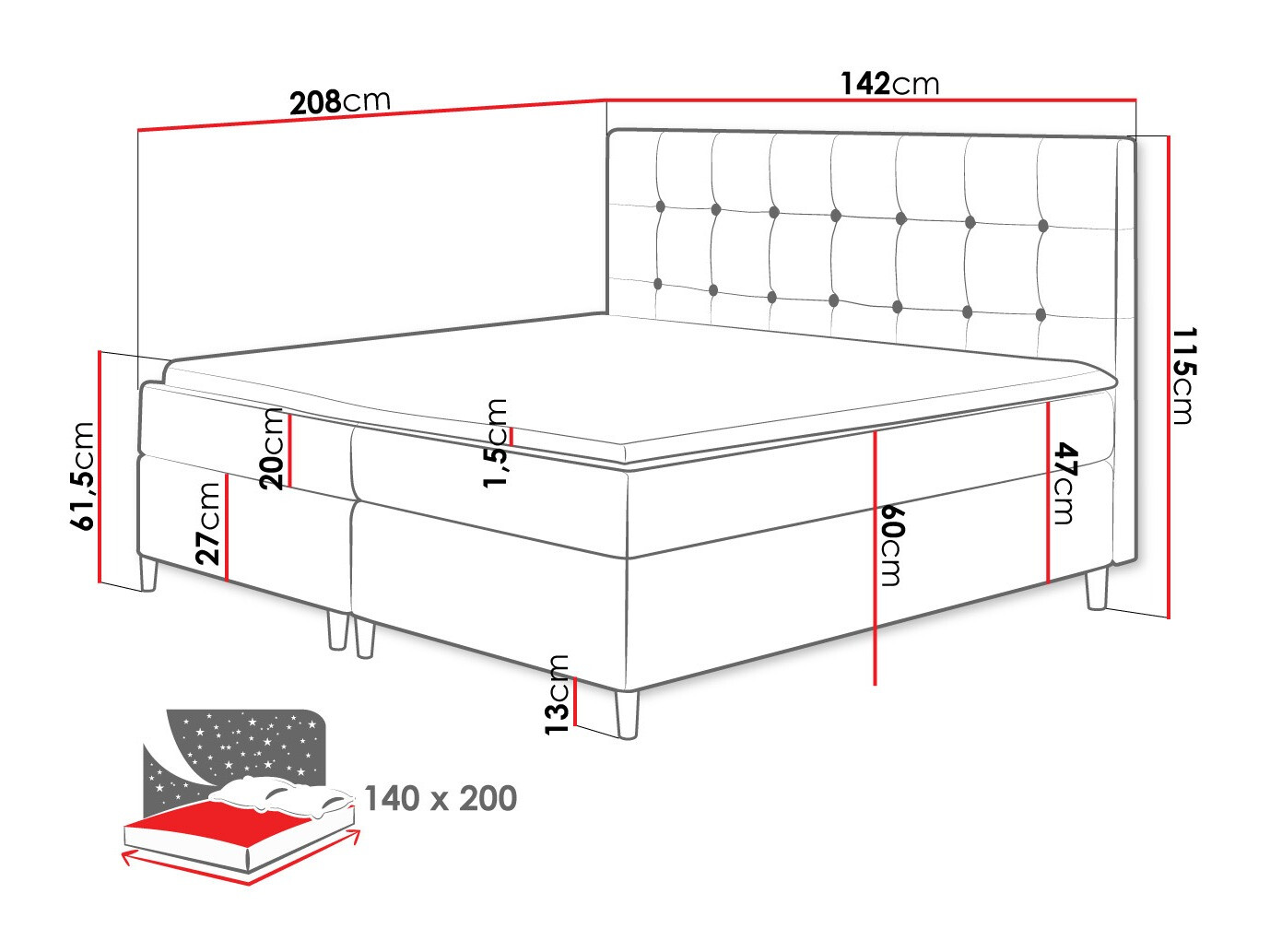 Pat boxspring Caseus (Magic Velvet 2217)