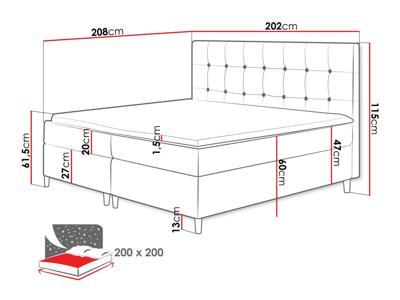 Pat boxspring Caseus (Magic Velvet 2217)