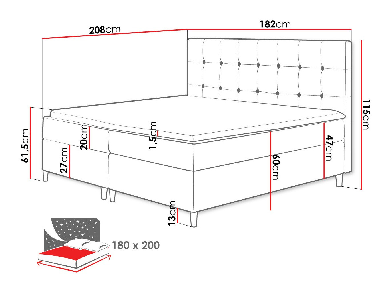 Pat boxspring Caseus (Magic Velvet 2257)