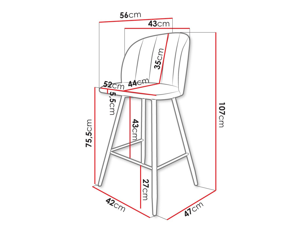 Scaun bar Comfivo Anser II (Magic Velvet 2225)