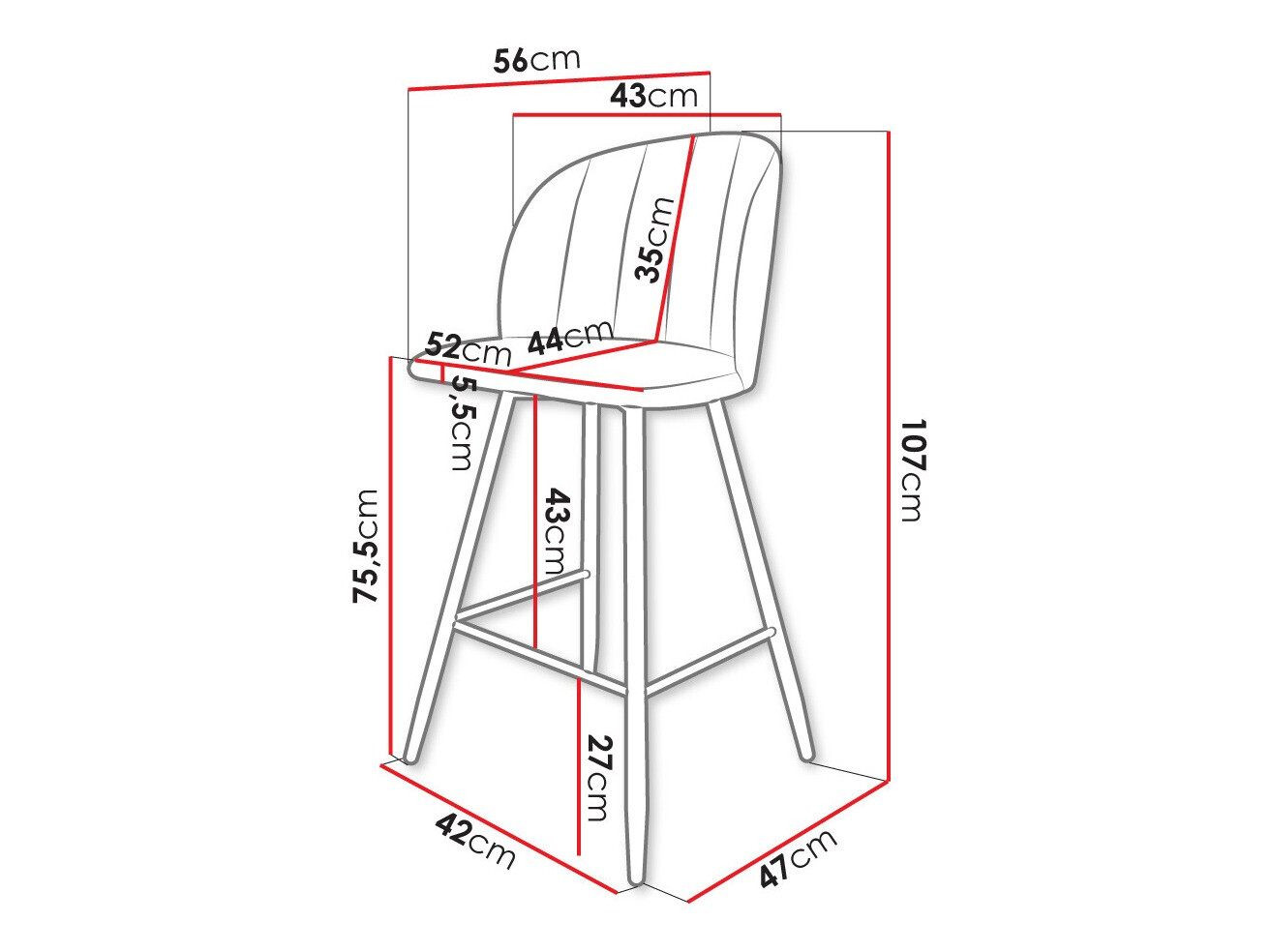Scaun bar Comfivo Anser II (Magic Velvet 2258)