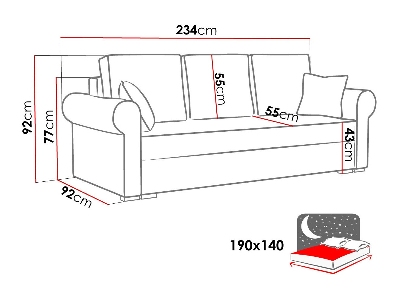 Canapea extensibilă Columbus 130 (Mono 232)