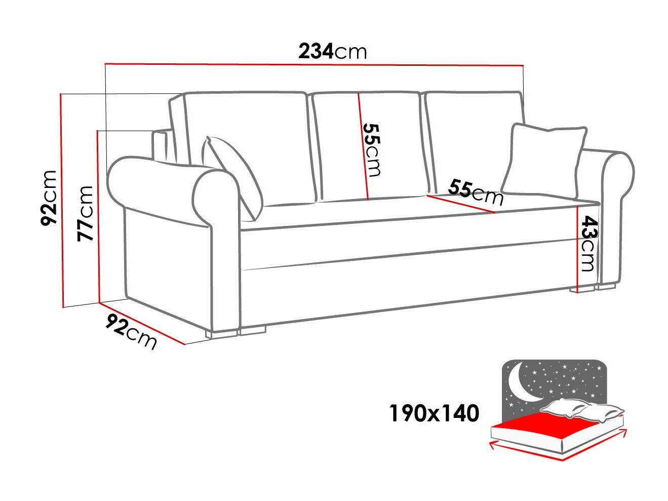 Canapea extensibilă Columbus 130 (Mono 241)