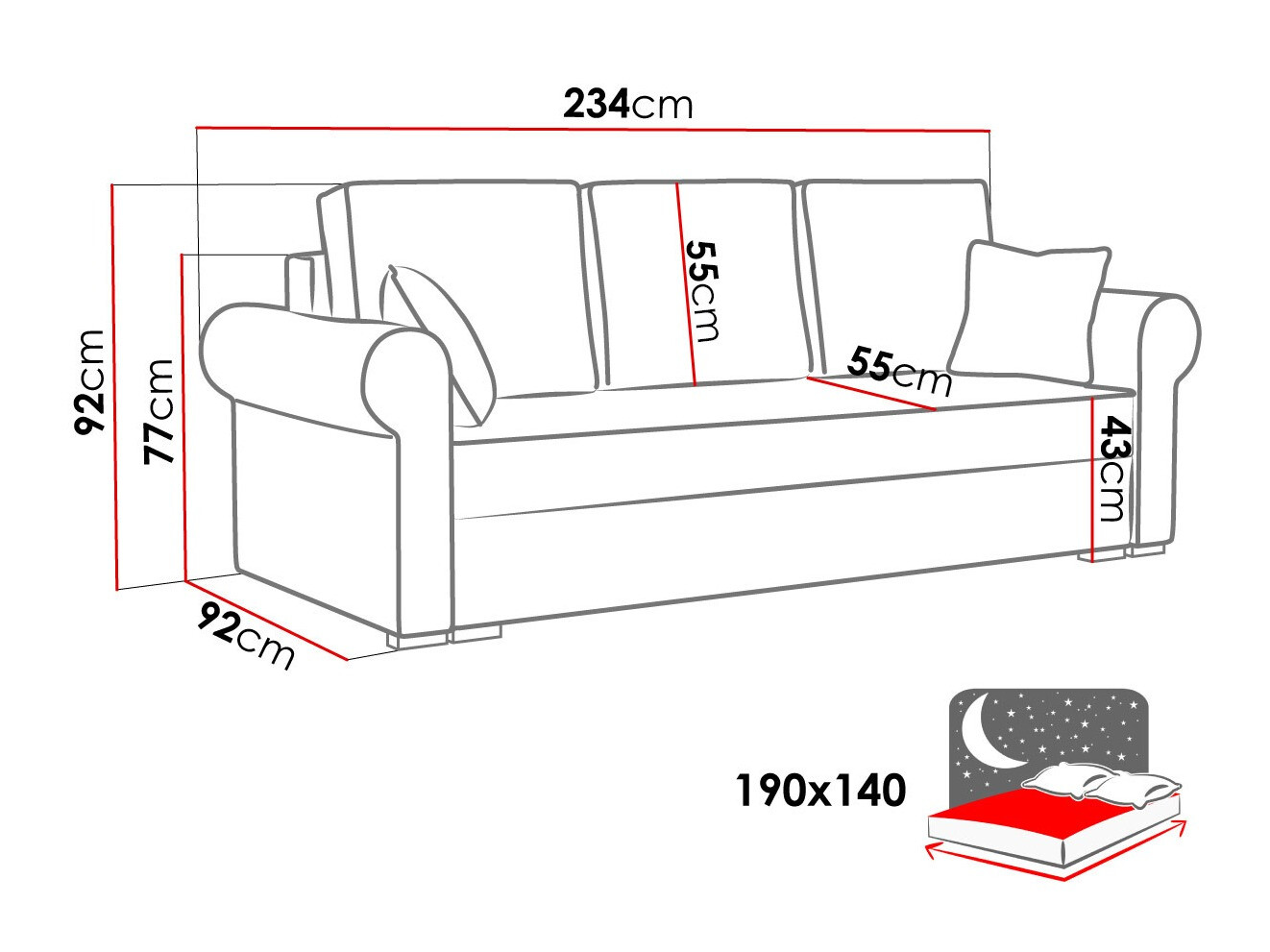 Canapea extensibilă Columbus 130 (Poso 110)