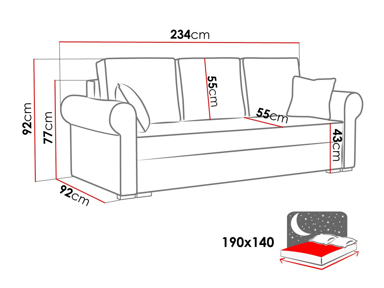 Canapea extensibilă Columbus 130 (Poso 125)