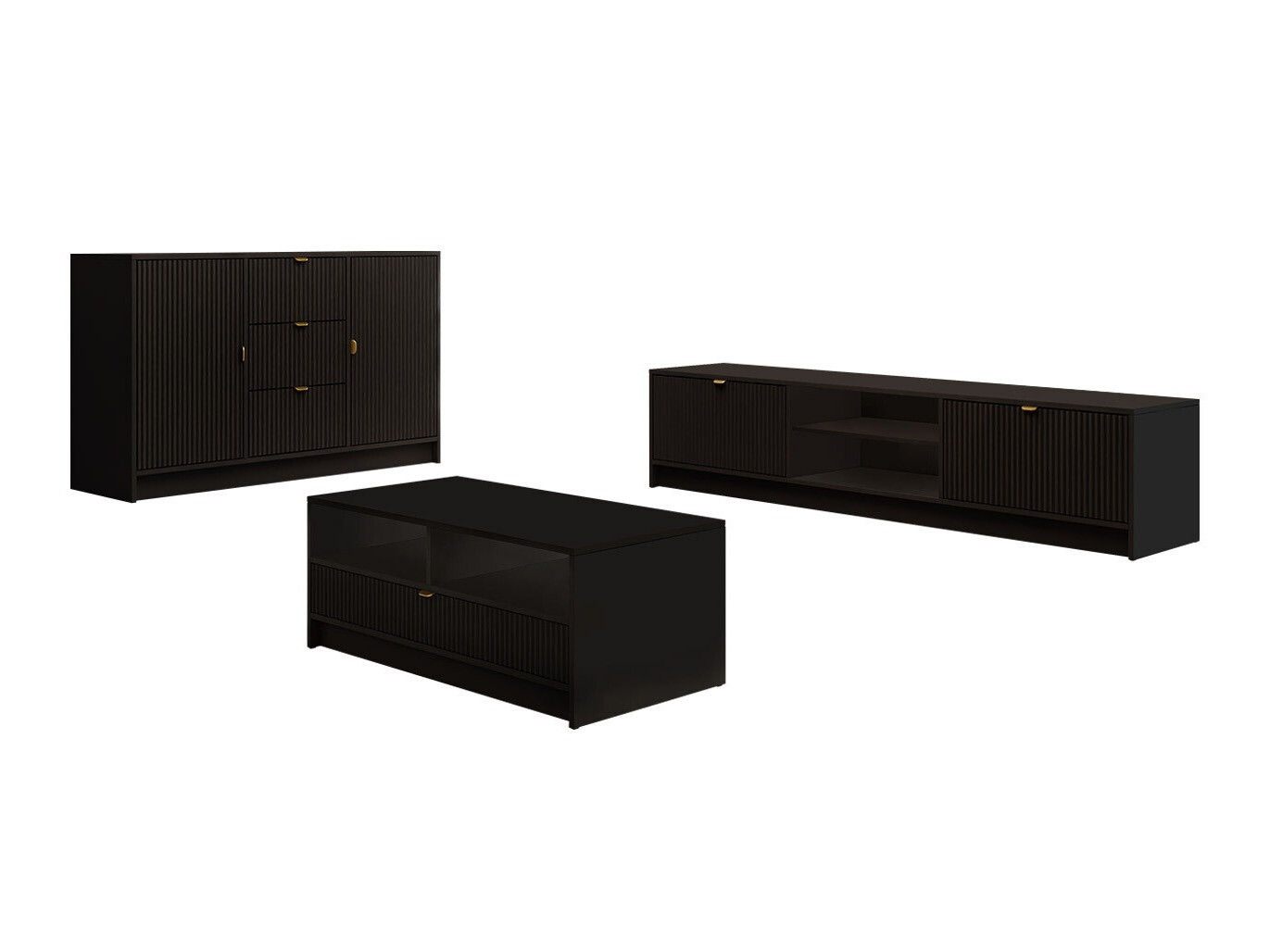 Set de living Comfivo Papilio I (Negru)