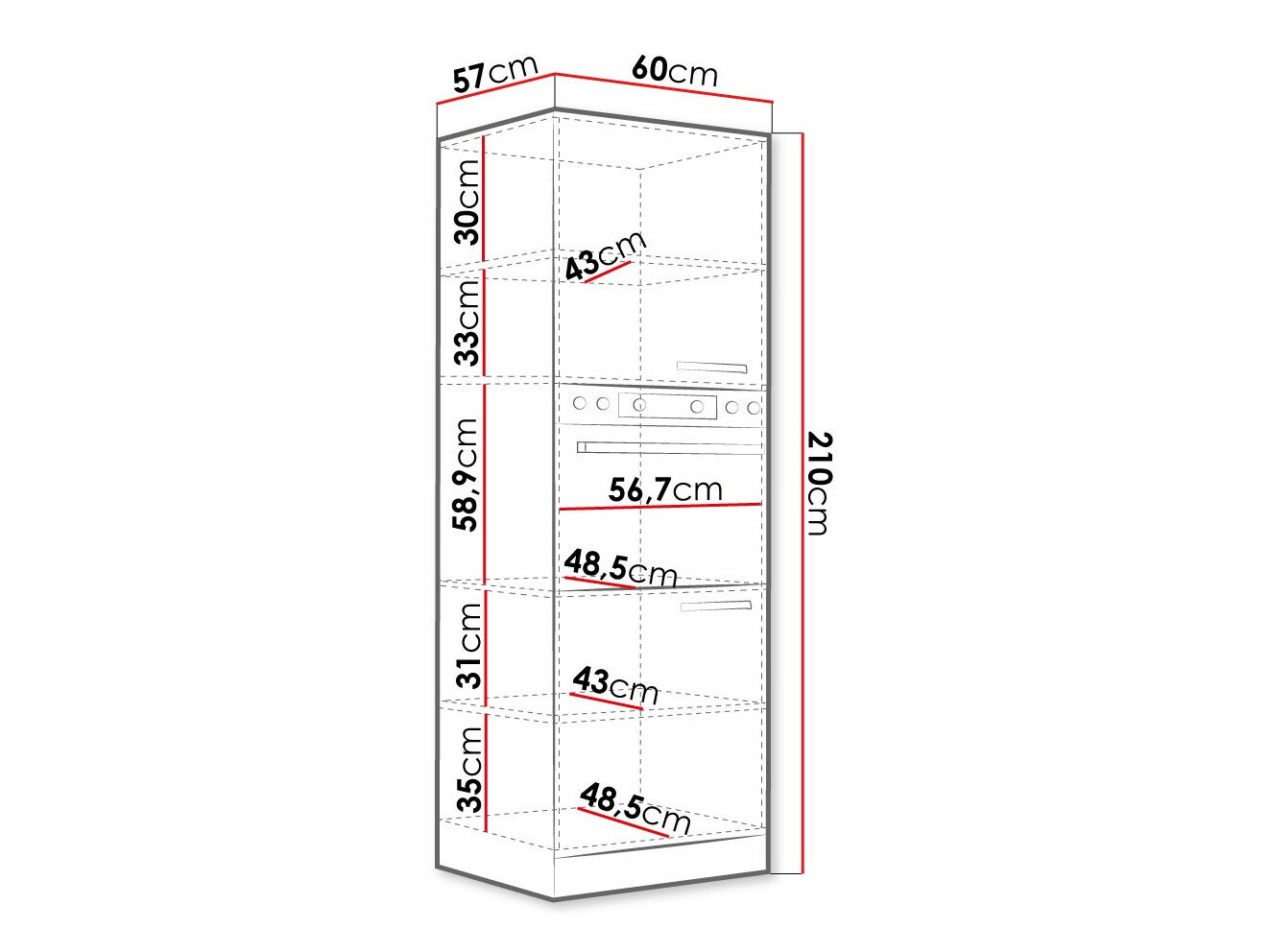 Dulap modular pentru electrocasnice incorporabile Multi Cream 100