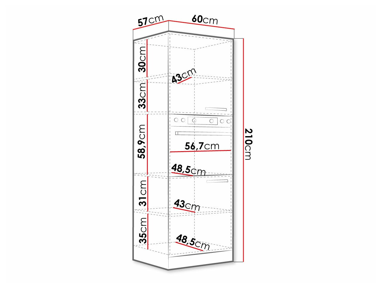 Dulap modular pentru electrocasnice incorporabile Multi Grey 100
