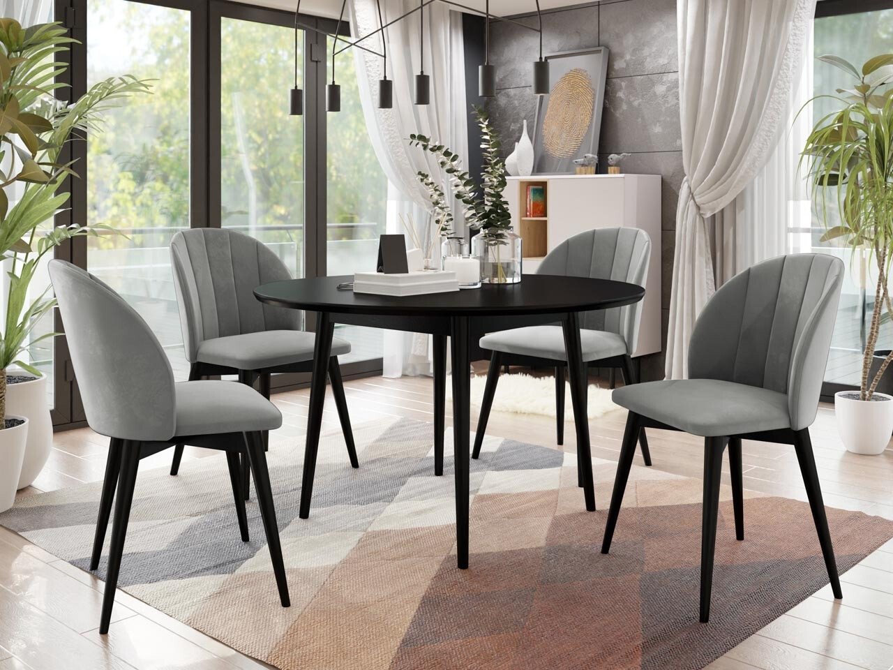 Set de mese Racine 127 (Negru + Magic Velvet 2217)