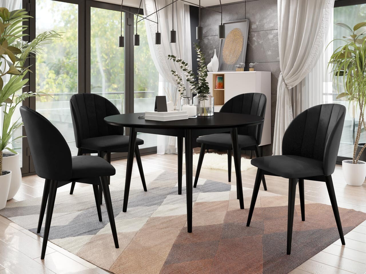 Set de mese Racine 127 (Negru + Magic Velvet 2219)
