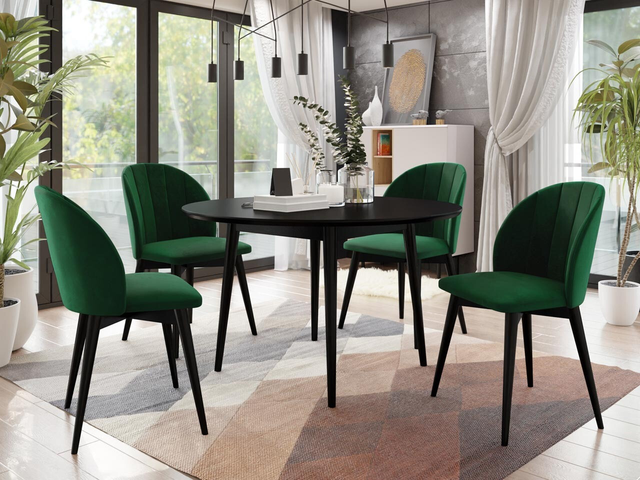 Set de mese Racine 127 (Negru + Magic Velvet 2225)