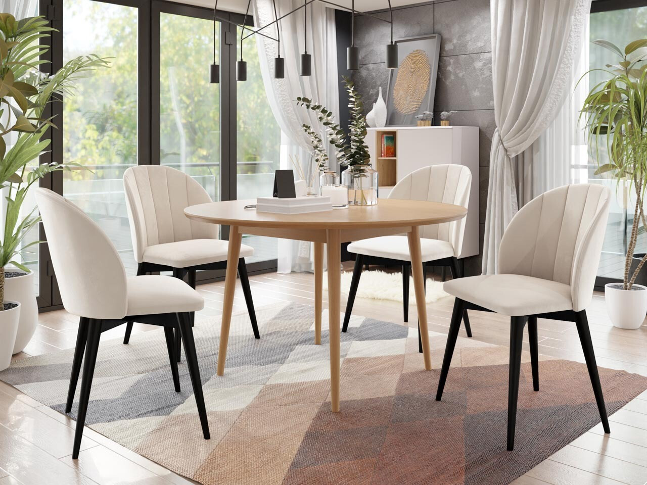 Set de mese Racine 127 (Negru + Magic Velvet 2250)