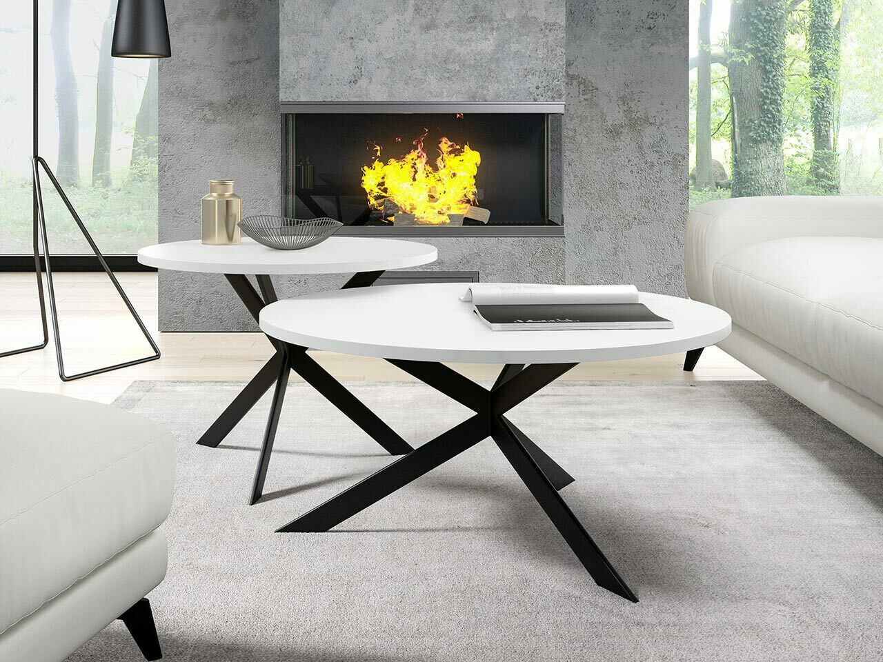 Set de măsuțe de cafea Oswego 108 (Alb + Negru)