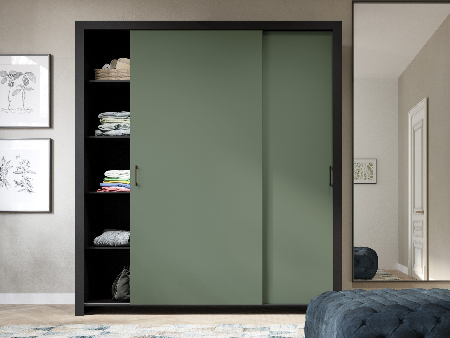 Dulap Murrieta 192 (Negru + Verde)