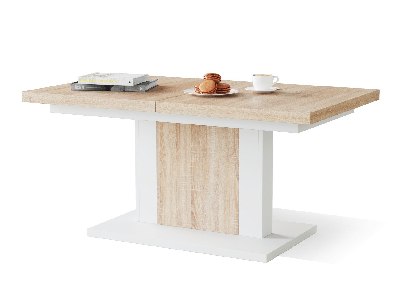 Măsuță de cafea extensibila Glendale 103 (Stejar Sonoma + Alb)