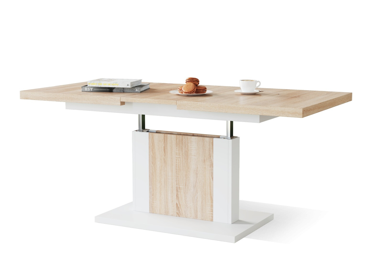 Măsuță de cafea extensibila Glendale 103 (Stejar Sonoma + Alb)