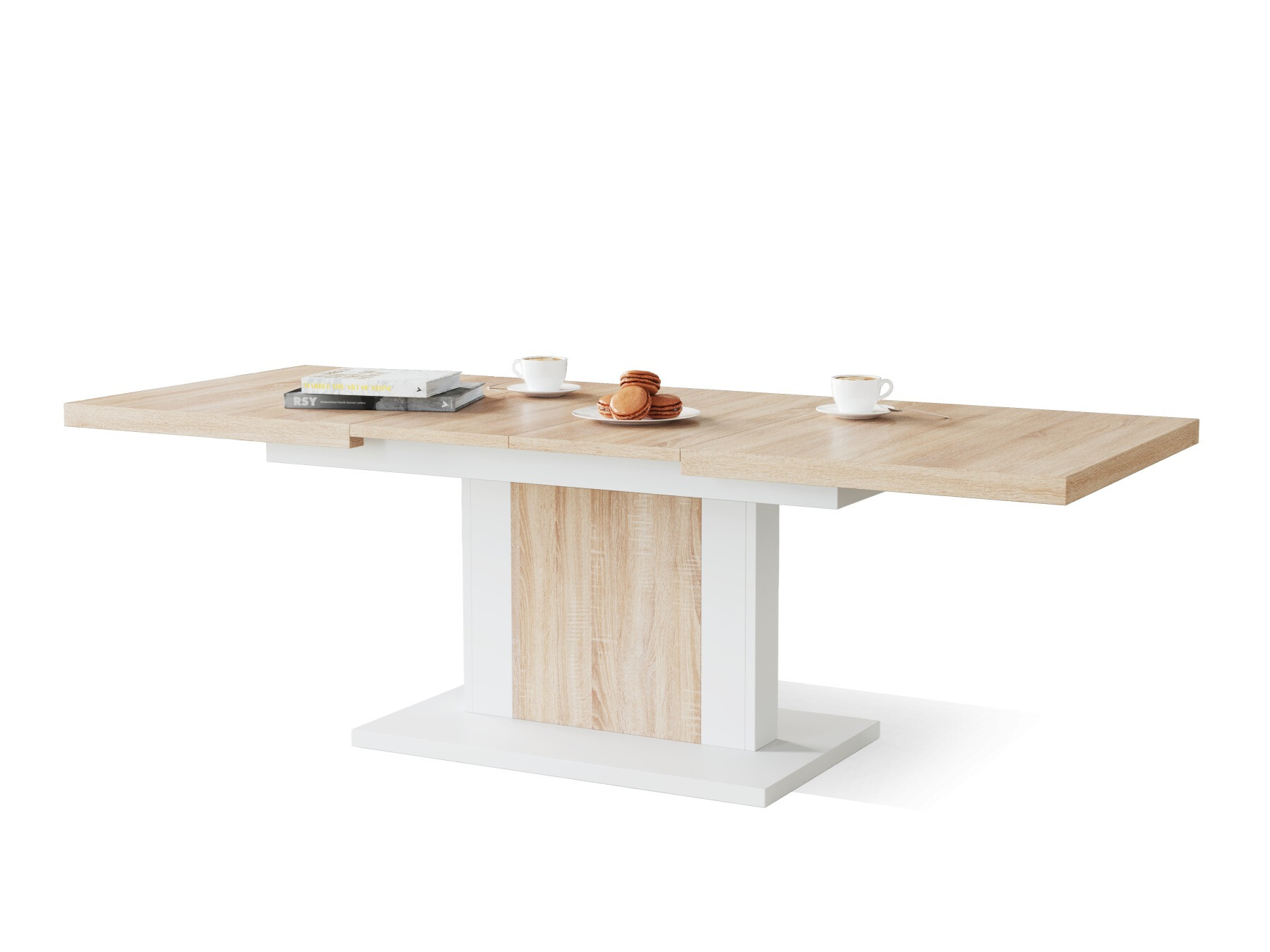 Măsuță de cafea extensibila Glendale 103 (Stejar Sonoma + Alb)