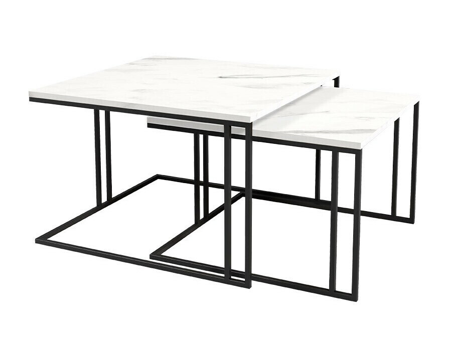 Set de măsuțe de cafea Oswego 110 (Marmură albă + Negru)