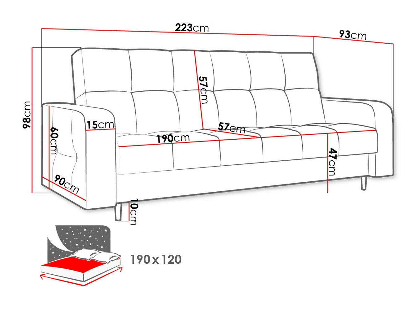 Canapea extensibilă Edinburg 106 (Kronos 22)