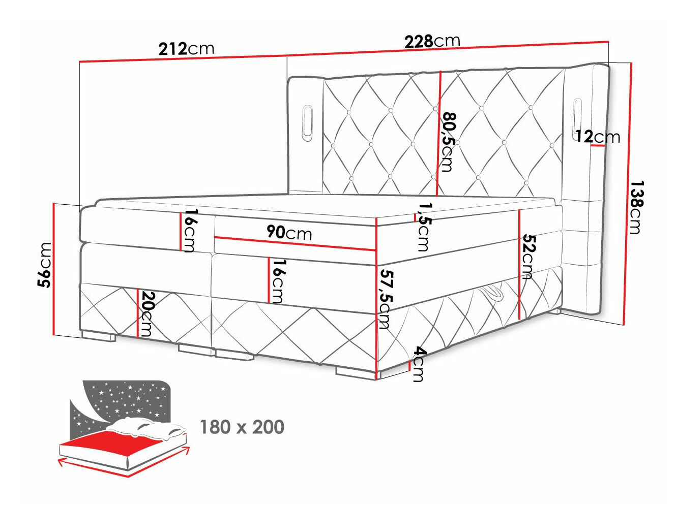 Pat boxspring Historia (Kameleon 48)