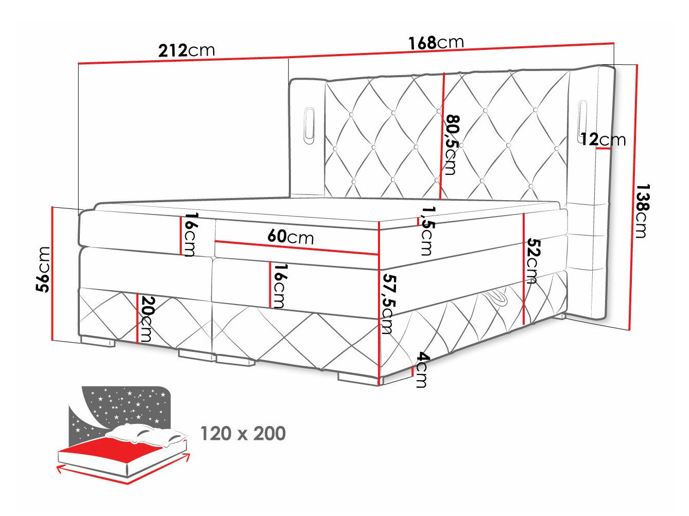Pat boxspring Historia (Kameleon 84)