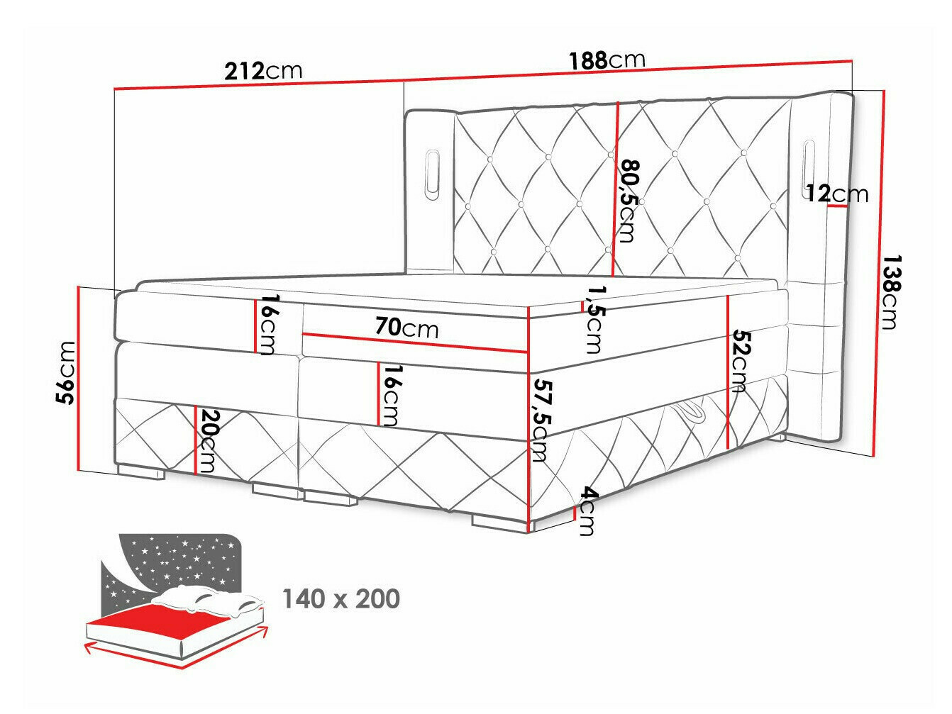 Pat boxspring Historia (Kameleon 84)