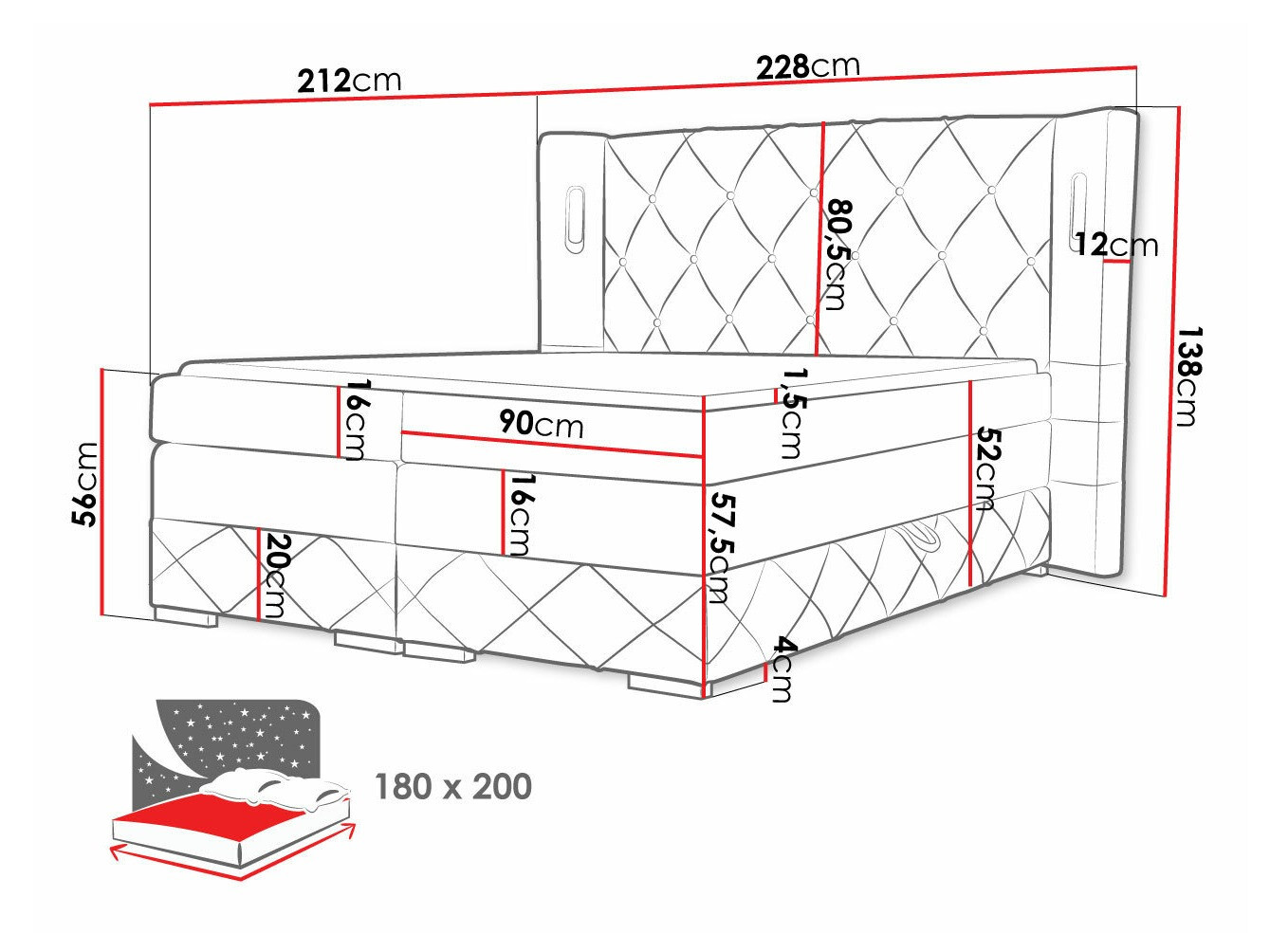 Pat boxspring Historia (Kameleon 92)
